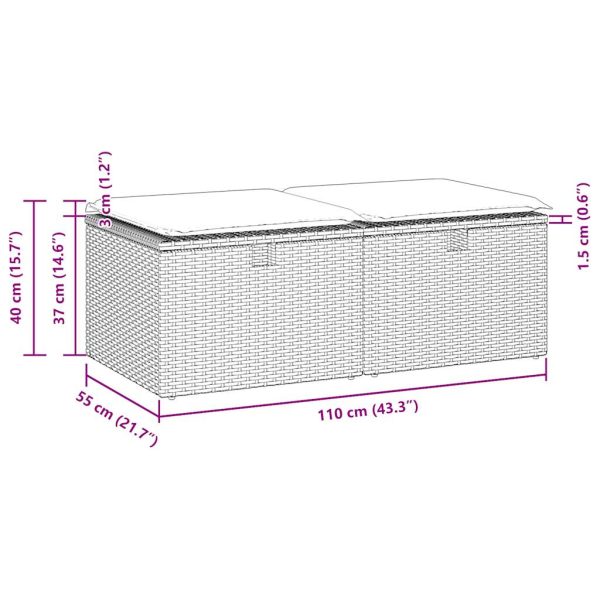 2-Delige Loungeset Met Kussens Poly Rattan Acacia - Afbeelding 7