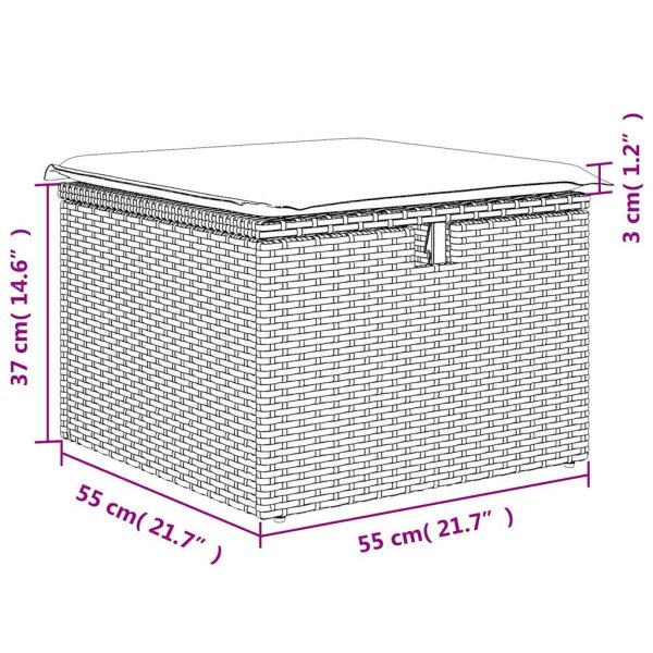 2-Delige Loungeset Met Kussens Poly Rattan Acacia - Afbeelding 8