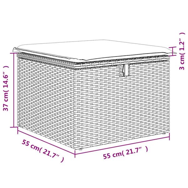 2-Delige Loungeset Met Kussens Poly Rattan Acacia - Afbeelding 7