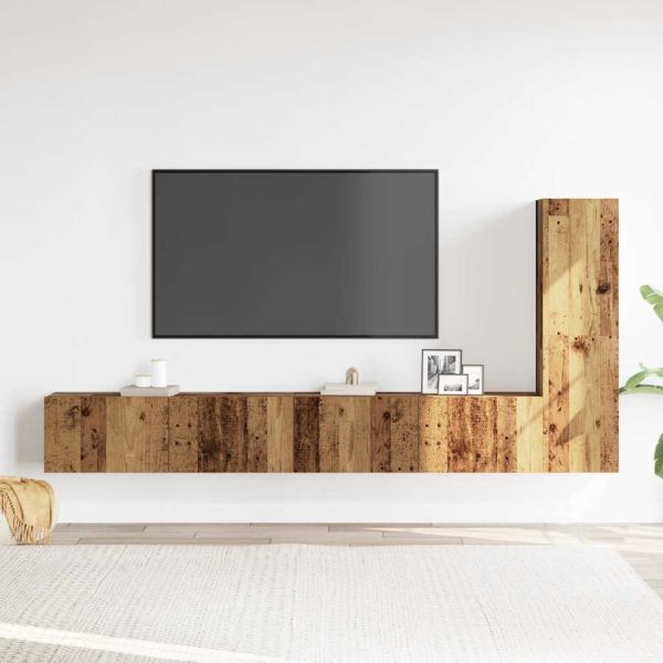 3-Delig Tv-Meubelset Wandmontage Bewerkt Hout Kleurig - Afbeelding 3