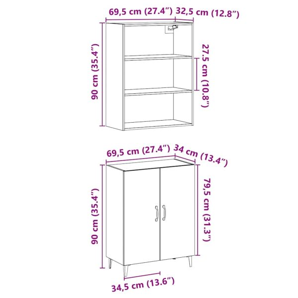 Dressoir Met Wandkast Bewerkt Hout Kleurig - Afbeelding 10