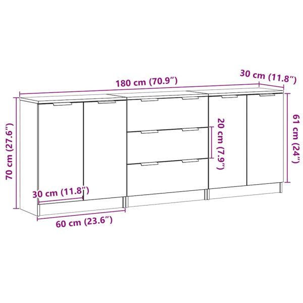 Dressoirs 60X30X70 Cm Bewerkt Hout Kleurig - Afbeelding 9